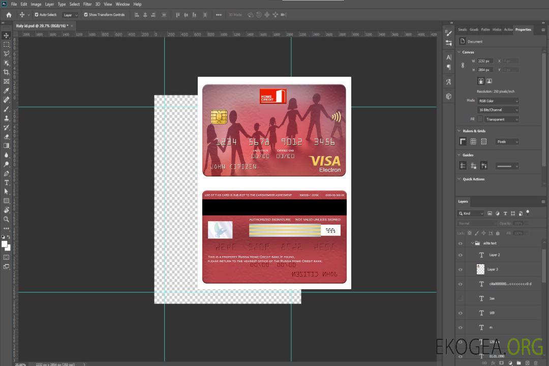 Carte électronique visa bancaire Russie Home Credit template